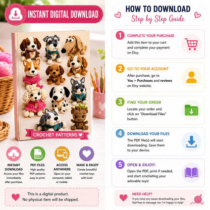 28 Dog Amigurumi Crochet Patterns | Puppy Plushies (PDF Download)