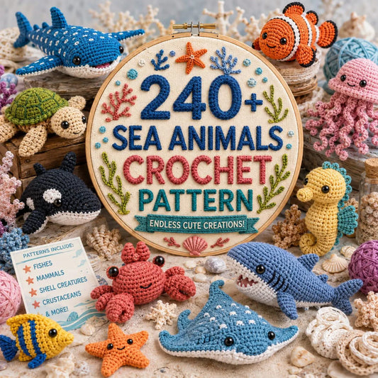 240+ Sea Animals Crochet Patterns Bundle | Ocean Amigurumi, Marine Creatures (PDF Download)