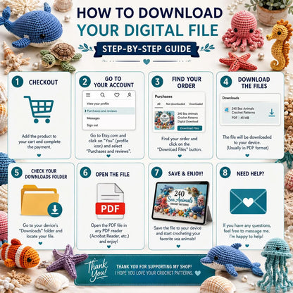 240+ Sea Animals Crochet Patterns Bundle | Ocean Amigurumi, Marine Creatures (PDF Download)