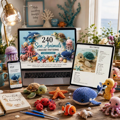 240+ Sea Animals Crochet Patterns Bundle | Ocean Amigurumi, Marine Creatures (PDF Download)