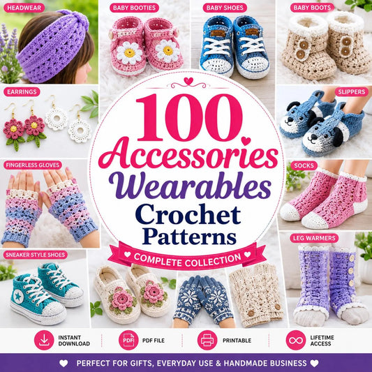 100 Crochet Accessories & Wearables Patterns Bundle (Digital PDF Collection)