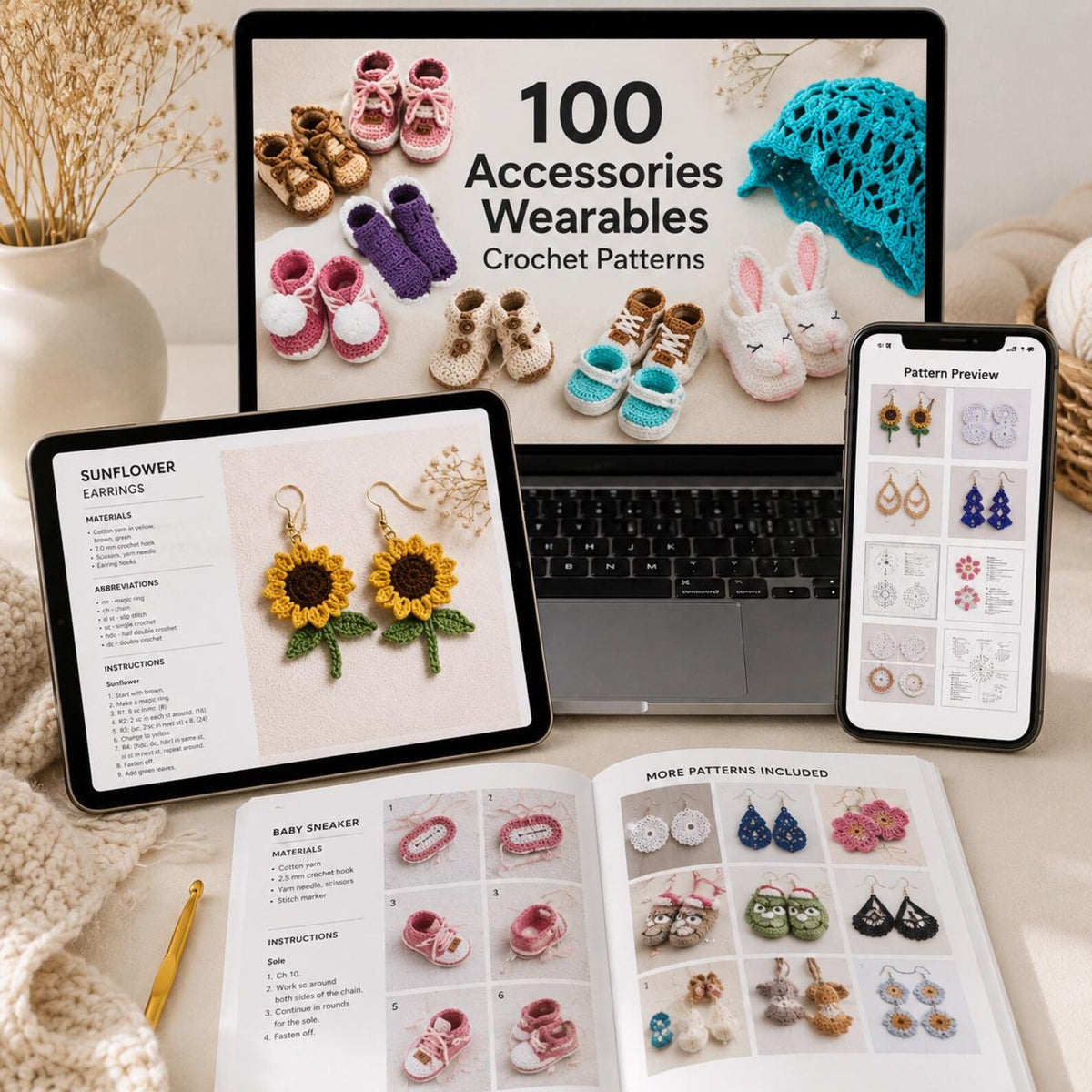 100 Crochet Accessories & Wearables Patterns Bundle (Digital PDF Collection)