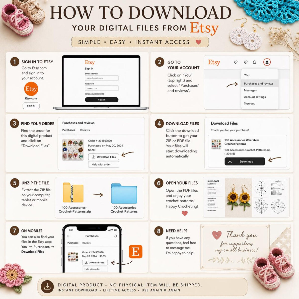 100 Crochet Accessories & Wearables Patterns Bundle (Digital PDF Collection)