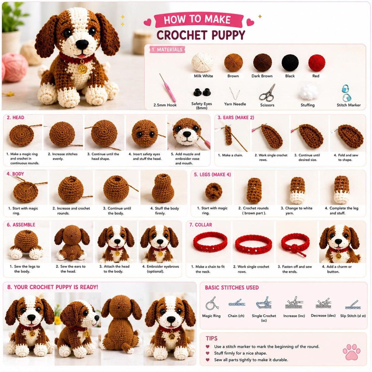 28 Dog Amigurumi Crochet Patterns | Puppy Plushies (PDF Download)