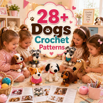 28 Dog Amigurumi Crochet Patterns | Puppy Plushies (PDF Download)