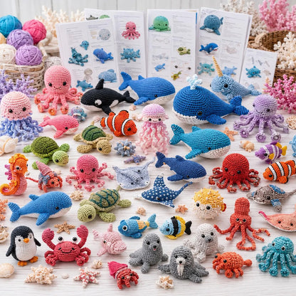 240+ Sea Animals Crochet Patterns Bundle | Ocean Amigurumi, Marine Creatures (PDF Download)